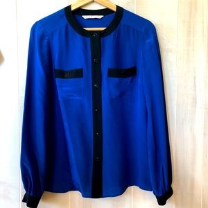 Trina Turk blue silk blouse
